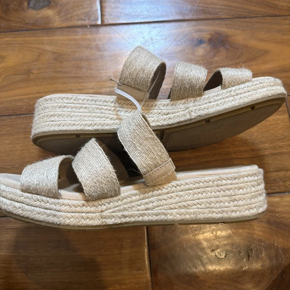 EILEEN FISHER MAYLA 9 Natural Jute Espadrille PLATFORM SANDALS NEW Beach Coastal